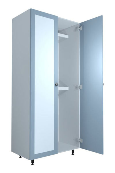 Double Door Mirrored Wardrobe - Double Rail